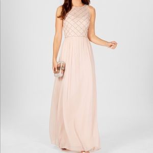 Adrianna Papell Beaded A-Line Blush Gown